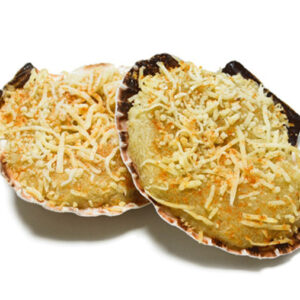 Vieiras gratinadas de langostino